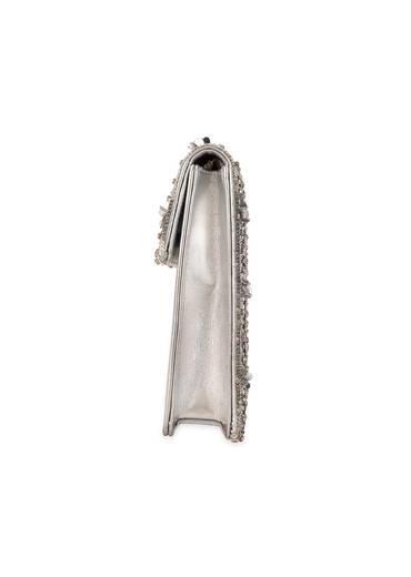 Silver Mirror Embellished Flap Bag