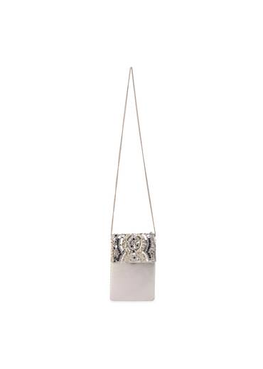 Silver Mirror Embellished Flap Bag