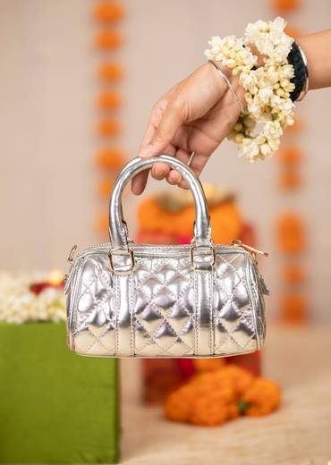 Silver Quilted Lyrca Bag