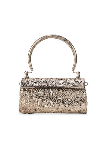 Silver Ruby Encrusted Metal Bag