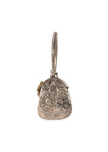Silver Ruby Encrusted Metal Bag