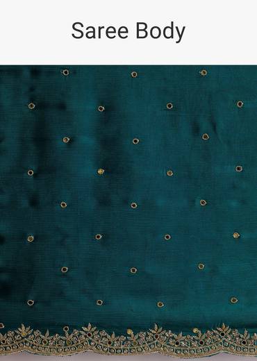 Teal Green Chinon Saree With Cutdana And Sequins Scallop Border