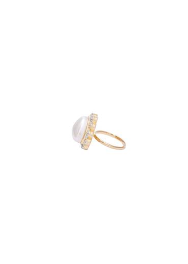 Triangular White Stone Gold Finish Statement Ring