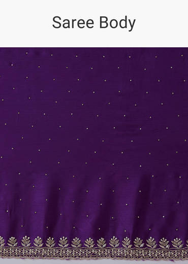 Violet Stone Embellished Saree with Unstitched Blouse
