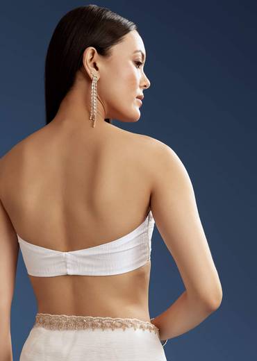 White Crushed Tissue Cutdana And Sequin Embroidered Saree