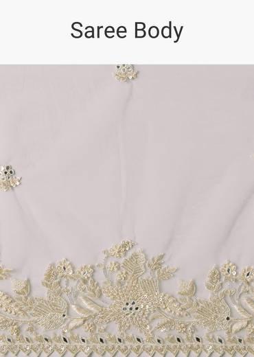 White Net Saree With All Over Heavy Embroidery