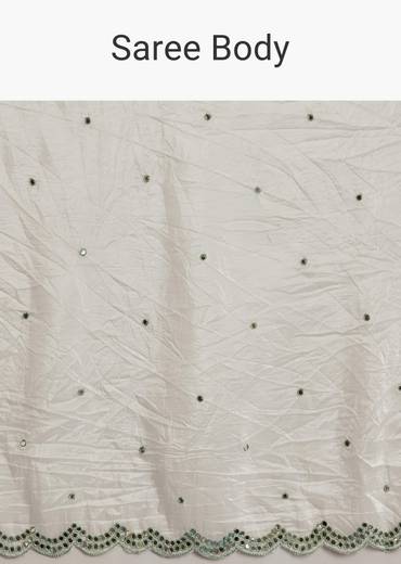 White Tissue Saree With Contrast Border