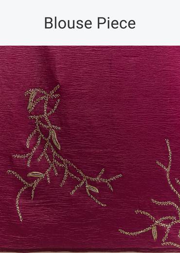 Wine Crushed Tissue Saree With Cutdana And Stone Embroidery