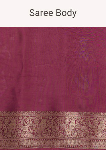 Wine Dola Silk Saree With Woven Border And Pallu