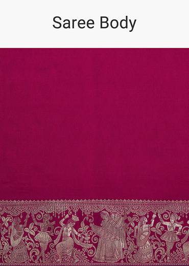 Wine Dola Silk Saree With Zari Motifs