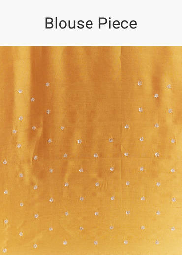 Yellow Crush Tissue Saree With Heavy Embroidered Border And Blouse