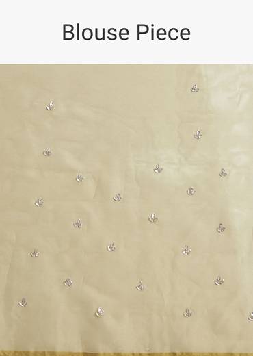 Yellow Shaded Glass Tissue Saree With Cutdana Embroidery And Scallop Border