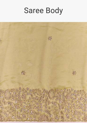 Yellow Tissue Saree With Heavy Floral Embroidered Border