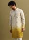 Yellow Shaded Gold Foil Applique Motifs Work Kurta