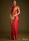 Red Kanjivaram Silk Saree With Golden Zari Woven Border