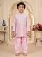 Premium Pink Blue Kurta Set With Embroidery And Mirror Detailing