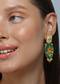 Antique Gold Green Onyx Statement Earrings