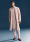 Baby Pink Kurta Set For Men With Mirror And Thread Work