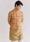 Beige Brocade Jacket Kurta Set