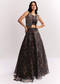 Black Printed Lehenga Choli With Mirror Work Jacket In Organza Tissue