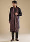 Black Silk Mens Kurta Set with Dupatta