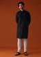Black Thread Embroidered Kurta In Linen