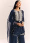 Blue Moti Threadwork Dola Silk Sharara Suit With Organza Dupatta