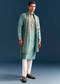 Blue Silk Kurta Set For Men With Thread Embroidery