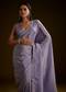 Blush Grey Tissue Saree With Cutdana And Sequins Embroidery And Scallop Border