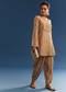 Brown Chanderi Embroidered Kurta Set With Crepe Dhoti And Gotta Detailing