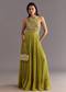 Citrus Green Georgette Jumpsuit With Embroidered Belt