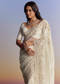 Cream Tissue Saree With Sequins Floral Embroidery