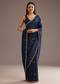Blue Tissue Saree With Cutdana Scallop Border