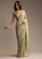 Green Tissue Saree with Cutdana and Sequin Embroidery