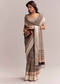 Ivory Linen Printed Saree With Authentic Ajrakh Print