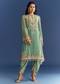 Light Aqua Green Crepe Printed Kurta Dhoti With Embroidery