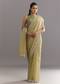 Light Green Glossy Crushed Tissue Saree With Cutdana Sequins Embroidery And Scallop Border