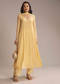 Light Yellow Chinon Anarkali Suit With Cutdana And Sequins Work