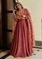 Maroon Raw Silk Embroidered Anarkali With Printed Dupatta