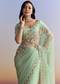 Mint Green Net Saree With Heavily Embroidered Border