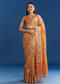 Orange Organza Tissue Saree With Zari Brocade Border