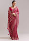 Rani Pink Banarasi Georgette Saree With Heavy Embroidery