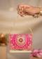 Pink Zari and Kundan Brocade Rectangular Flap Bag