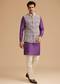 Purple Kurta Jacket Set With Resham Embroidery And Handworked Collar