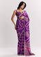Purple Satin Saree With Gota And Mirror Embroidery