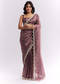 Purple Silk Organza Saree With Heavy Hand Embroidery