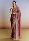 Purple Tissue Saree With Cutdana Sequins And Resham Knot Work