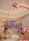 Purple Zari Embellished Brocade Kundan Bag with Tassel