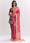Rani Pink Georgette Saree With Zari Jaal Work