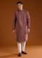 Red Silk Resham Motif Mens Kurta Pant Set